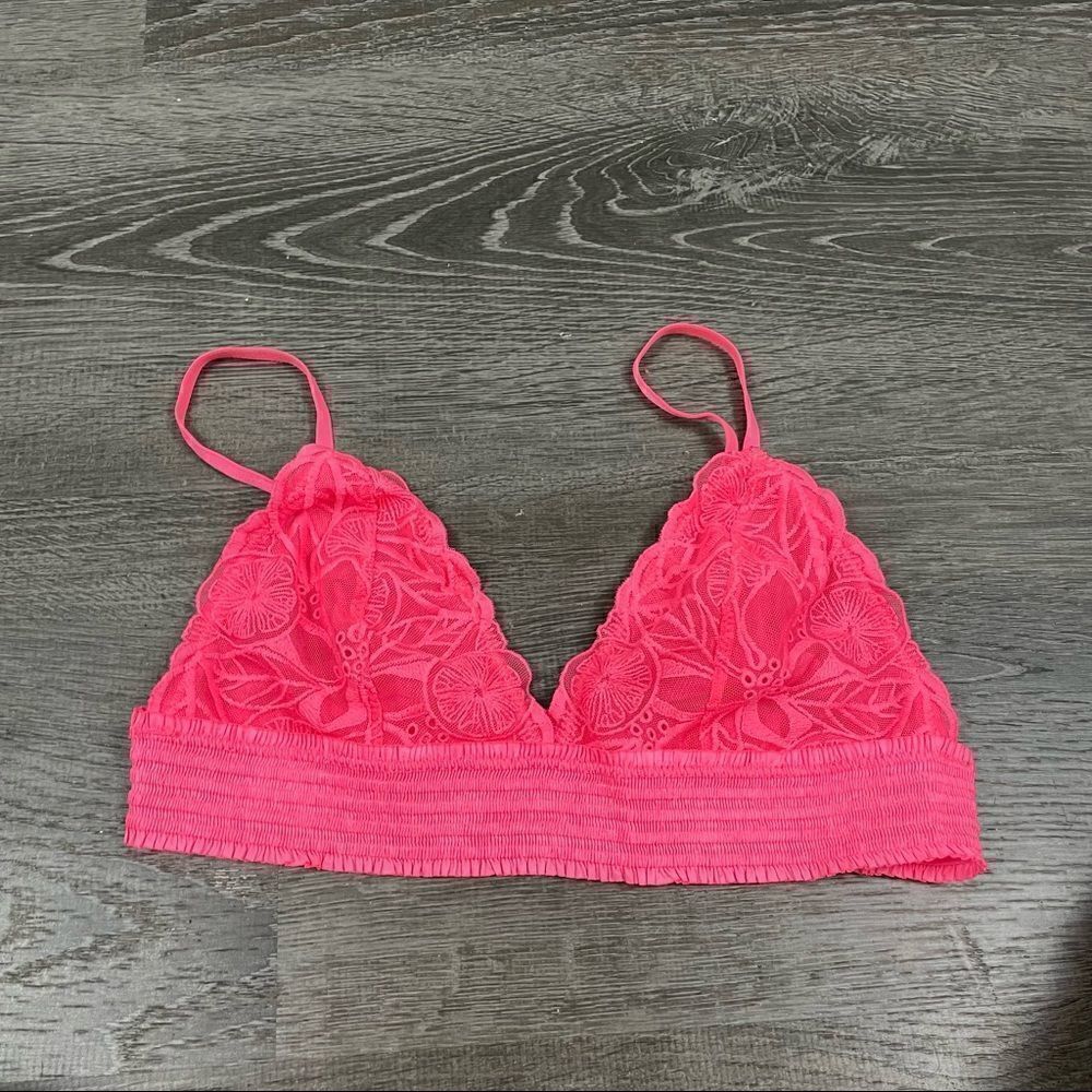 Aerie hot pink lace embroidered triangle bralette